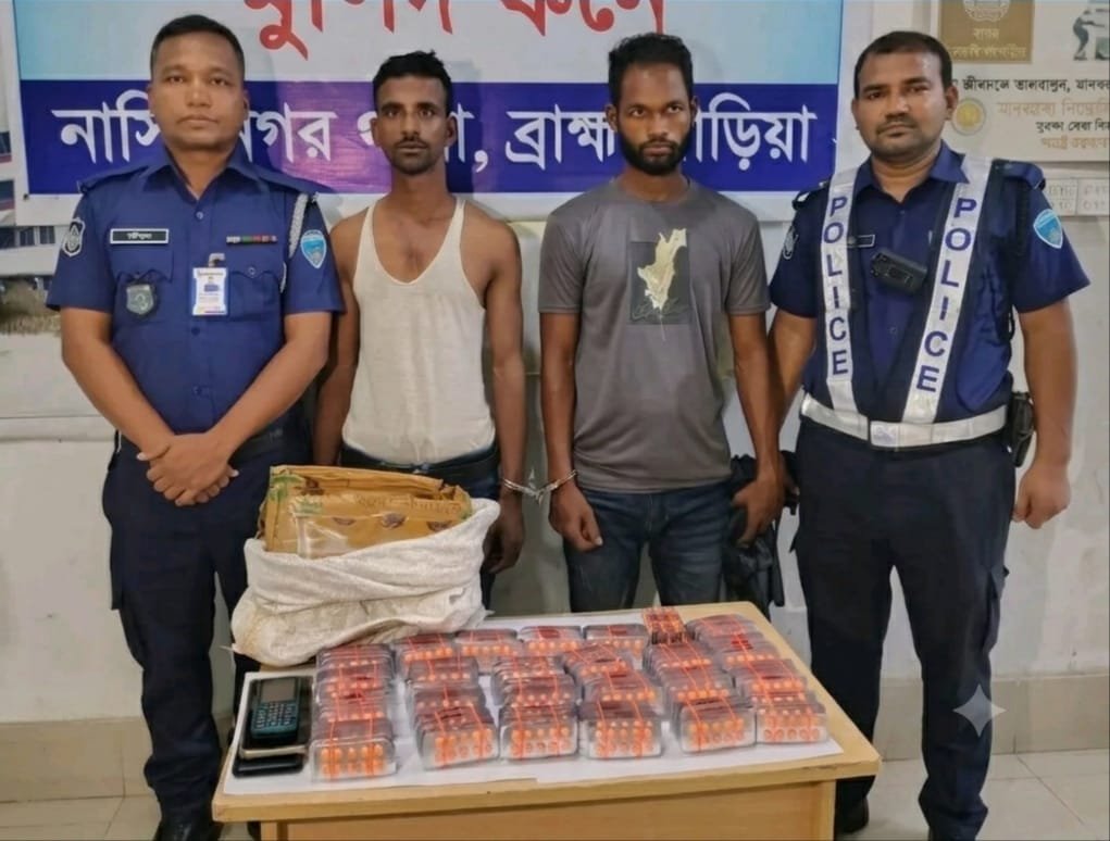 নাসিরনগরে ৫ হাজার ট্যাপেন্টাডল ট্যাবলেটসহ দুই মাদক কারবারি গ্রেপ্তার