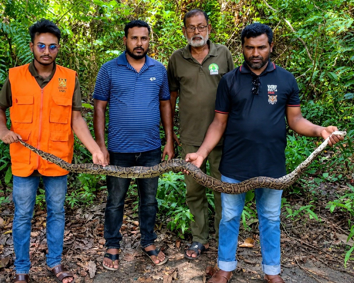 বাগেরহাটে ধানক্ষেত থেকে ৯ ফুটের অজগর উদ্ধার, সুন্দরবনে অবমুক্ত