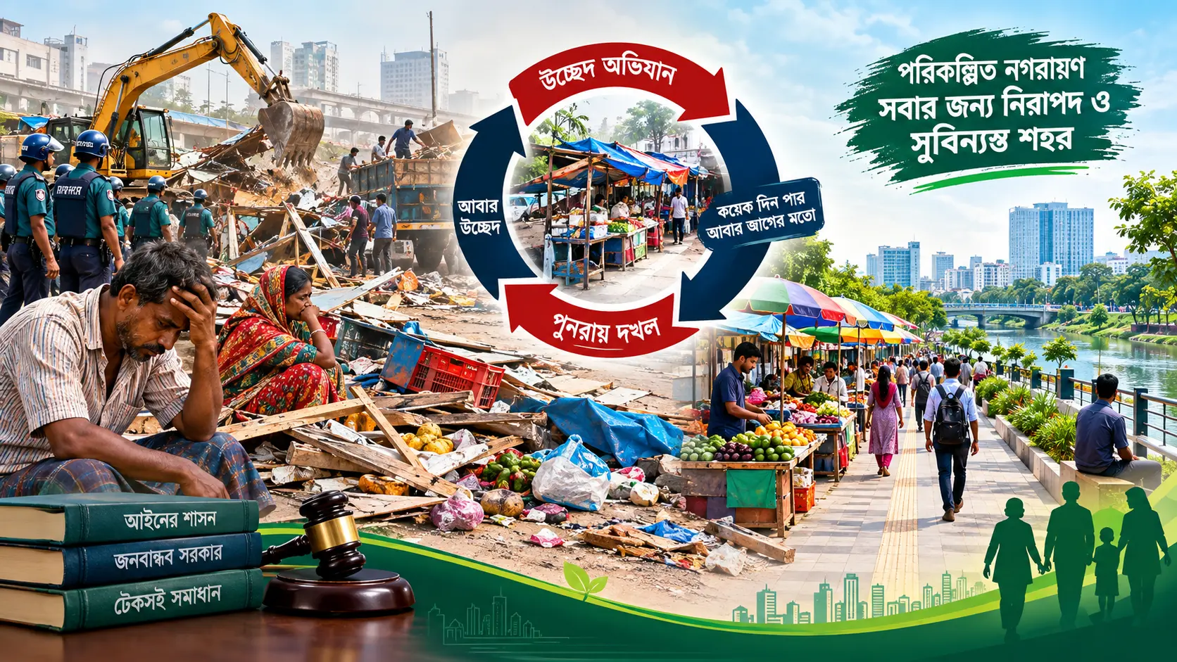 হুটহাট উচ্ছেদ বনাম টেকসই পুনর্বাসন: নগর ব্যবস্থাপনার কাঠামোগত চ্যালেঞ্জ ও উত্তরণের পথ