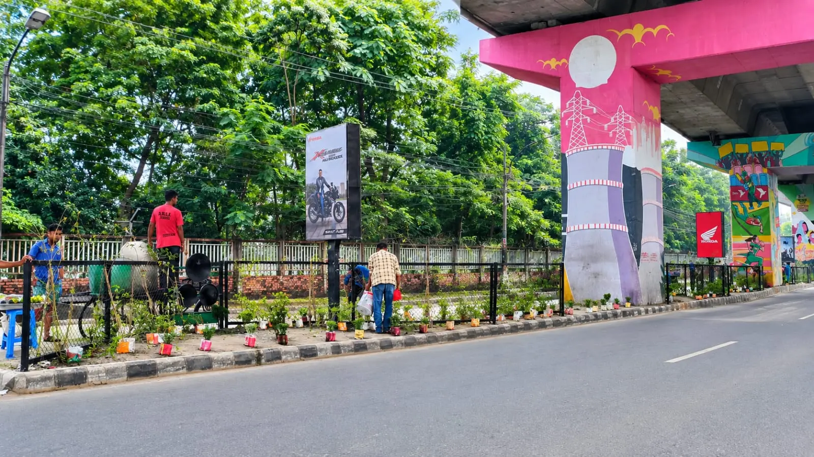 এফডিসি এলাকায় সড়কের মাঝের রেলিংজুড়ে সবুজায়ন, বদলে যাচ্ছে তেজগাঁওয়ের দৃশ্য