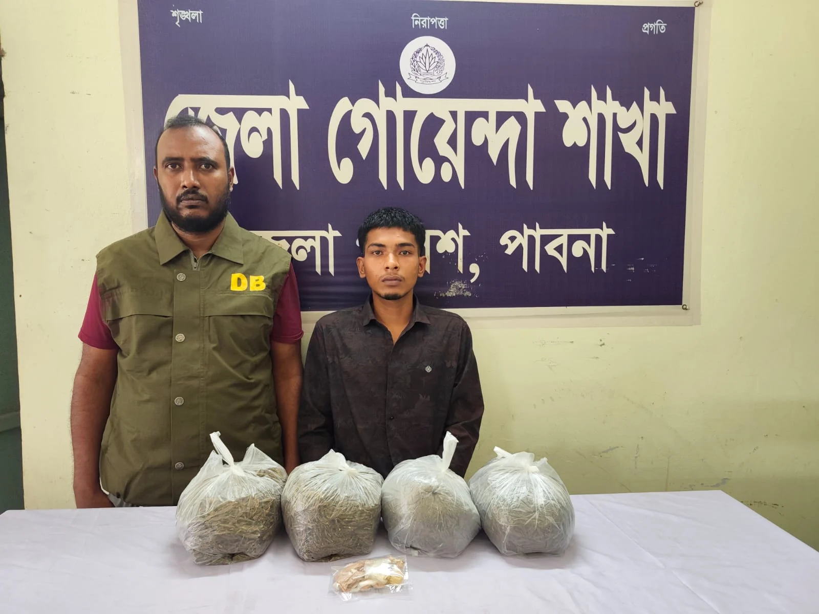 পাবনায় ডিবির অভিযানে ৪ কেজি গাঁজা ও ২০ গ্রাম হেরোইন উদ্ধার, আটক ১