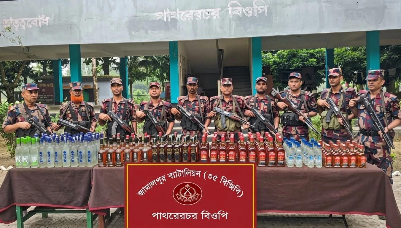 দেওয়ানগঞ্জ সীমান্তে ১৮৬ বোতল ভারতীয় মদ উদ্ধার